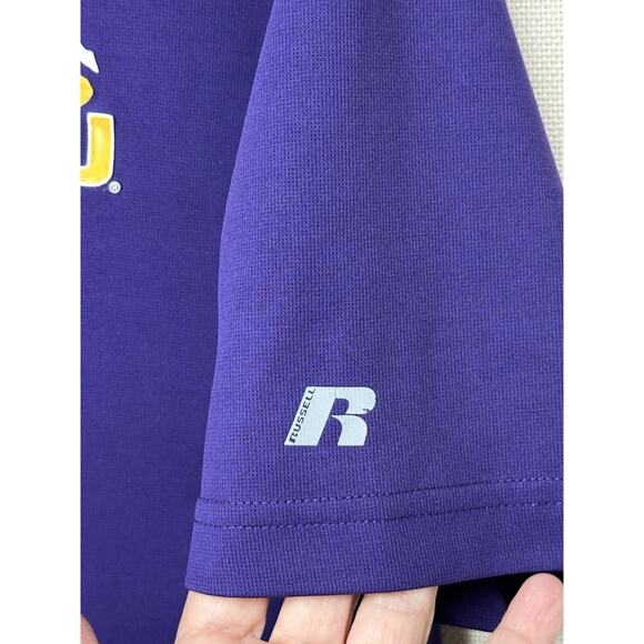 Russell NCAA LSU Tigers Shirt Mens Large Dri-Fit Lightweight Purple Polo Shirt - Picture 3 of 9